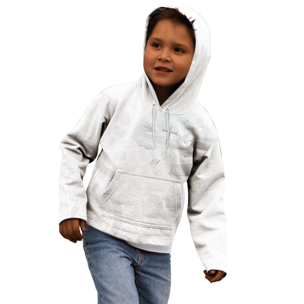 Niue White Sunday Tapu Fanau Kid Hoodie Fiti Pua Mix Hiapo Tapa