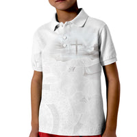 Niue White Sunday Tapu Fanau Kid Polo Shirt Fiti Pua Mix Hiapo Tapa