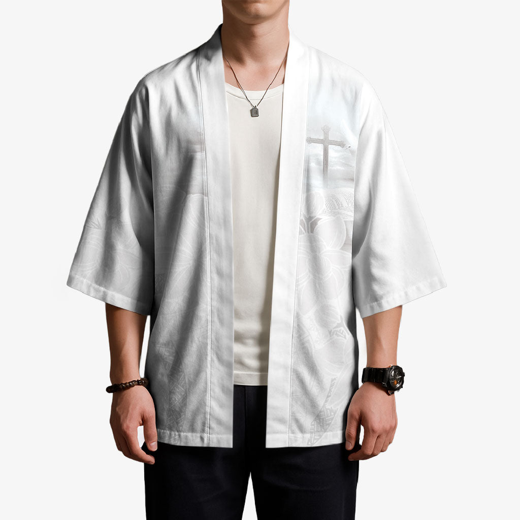 Niue White Sunday Tapu Fanau Kimono Fiti Pua Mix Hiapo Tapa