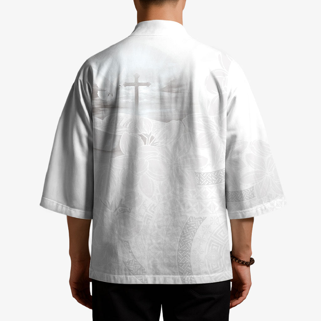Niue White Sunday Tapu Fanau Kimono Fiti Pua Mix Hiapo Tapa