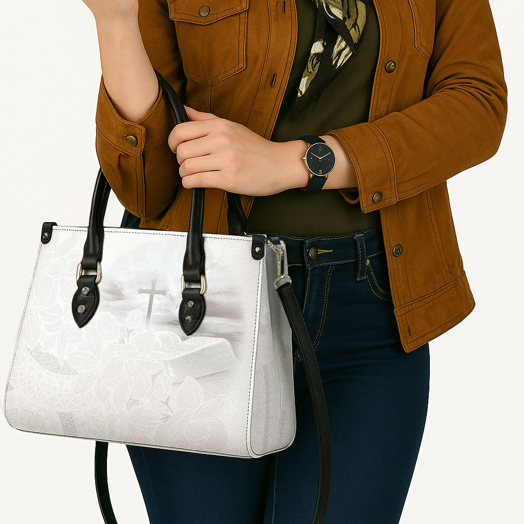 Niue White Sunday Tapu Fanau Leather Bag Fiti Pua Mix Hiapo Tapa