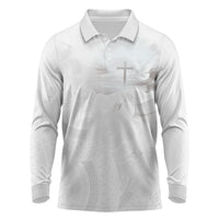 Niue White Sunday Tapu Fanau Long Sleeve Polo Shirt Fiti Pua Mix Hiapo Tapa
