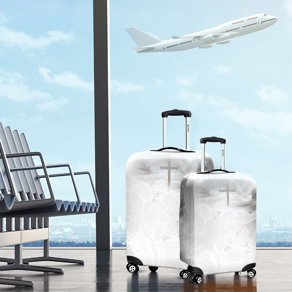 Niue White Sunday Tapu Fanau Luggage Cover Fiti Pua Mix Hiapo Tapa