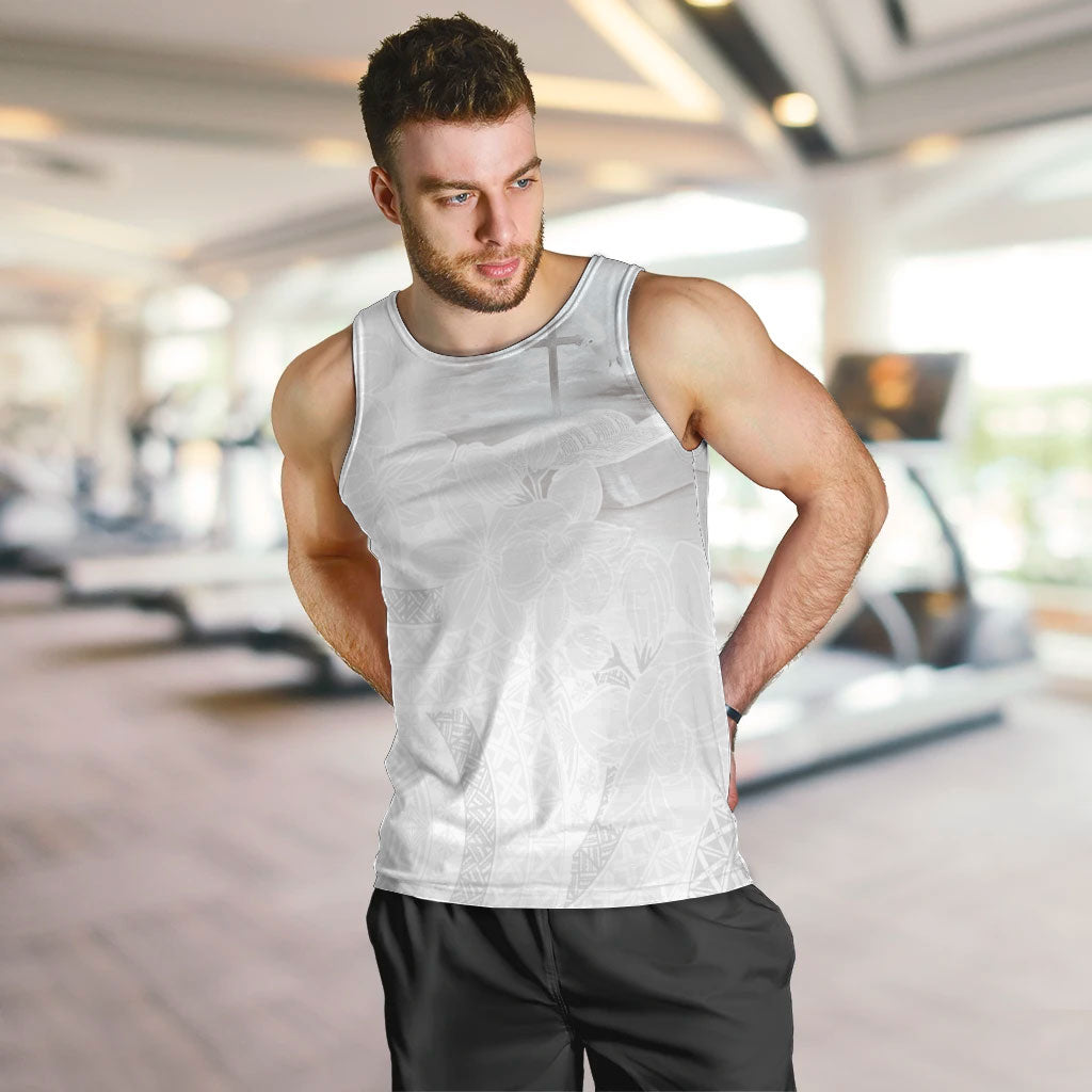 Niue White Sunday Tapu Fanau Men Tank Top Fiti Pua Mix Hiapo Tapa
