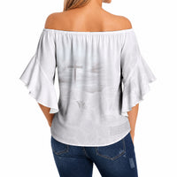 Niue White Sunday Tapu Fanau Off Shoulder Wrap Waist Top Fiti Pua Mix Hiapo Tapa