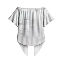 Niue White Sunday Tapu Fanau Off Shoulder Wrap Waist Top Fiti Pua Mix Hiapo Tapa
