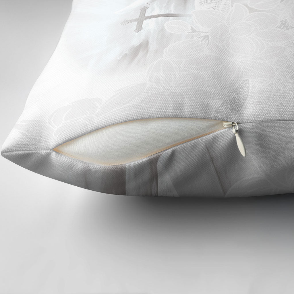 Niue White Sunday Tapu Fanau Pillow Cover Fiti Pua Mix Hiapo Tapa