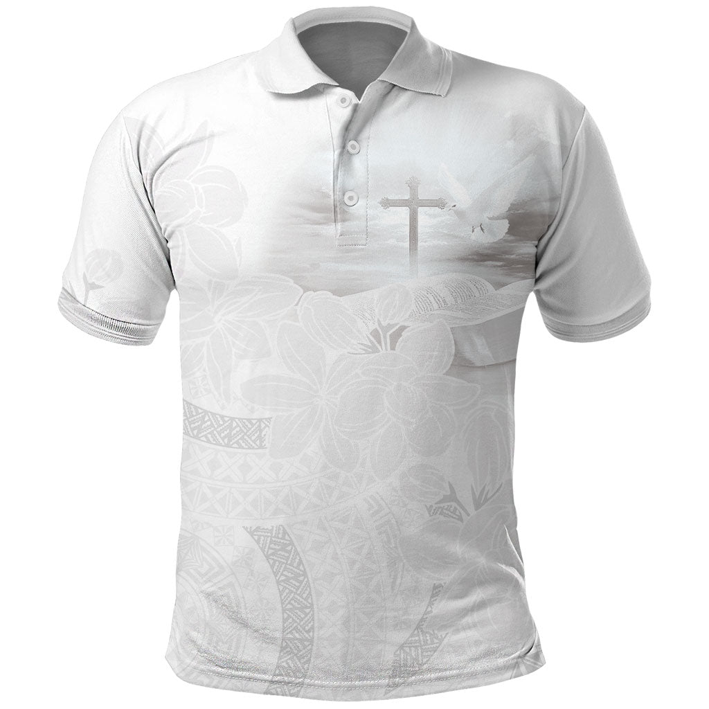 Niue White Sunday Tapu Fanau Polo Shirt Fiti Pua Mix Hiapo Tapa