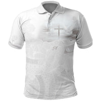 Niue White Sunday Tapu Fanau Polo Shirt Fiti Pua Mix Hiapo Tapa
