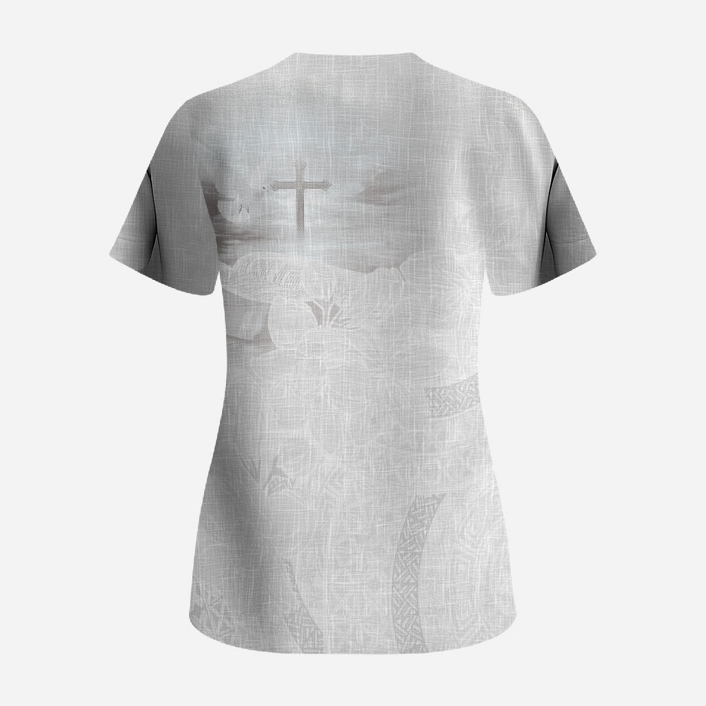 Niue White Sunday Tapu Fanau Scrub Top Fiti Pua Mix Hiapo Tapa