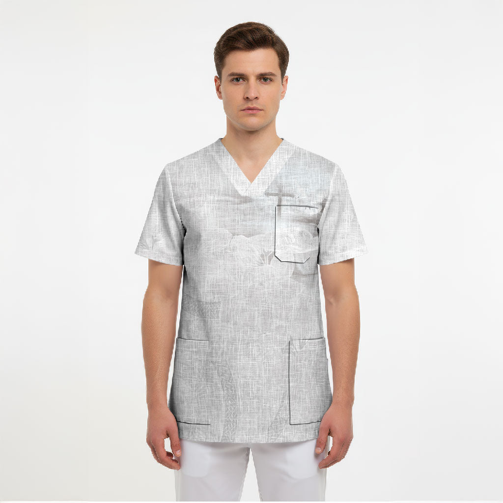 Niue White Sunday Tapu Fanau Scrub Top Fiti Pua Mix Hiapo Tapa