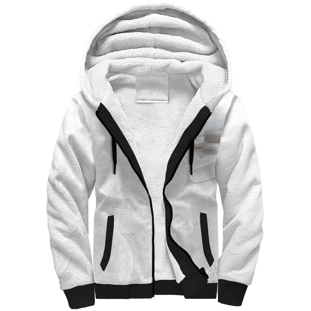 Niue White Sunday Tapu Fanau Sherpa Hoodie Fiti Pua Mix Hiapo Tapa