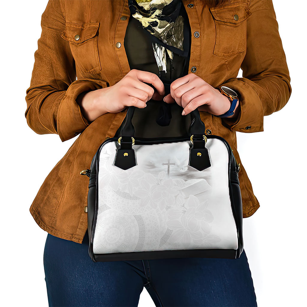 Niue White Sunday Tapu Fanau Shoulder Handbag Fiti Pua Mix Hiapo Tapa