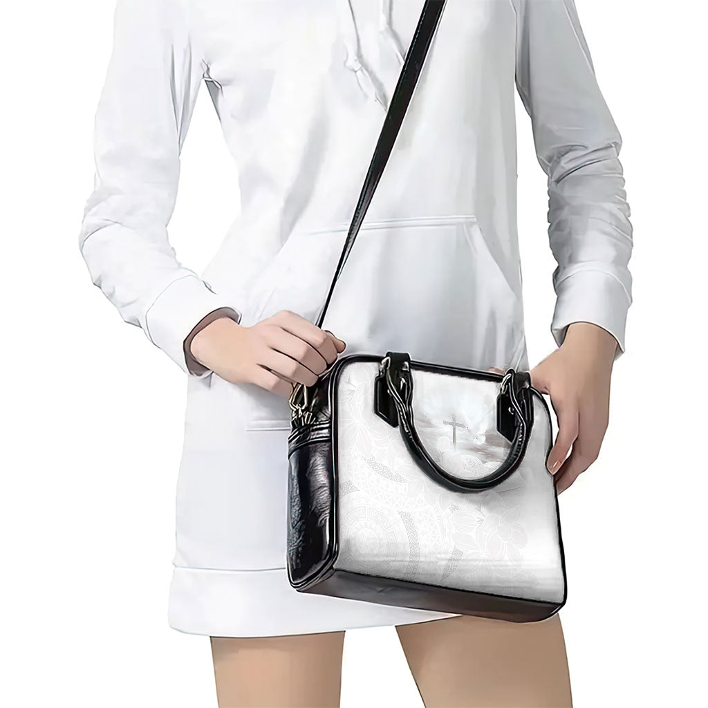 Niue White Sunday Tapu Fanau Shoulder Handbag Fiti Pua Mix Hiapo Tapa