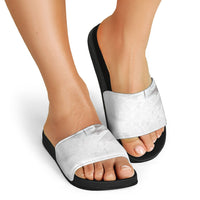 Niue White Sunday Tapu Fanau Slide Sandals Fiti Pua Mix Hiapo Tapa