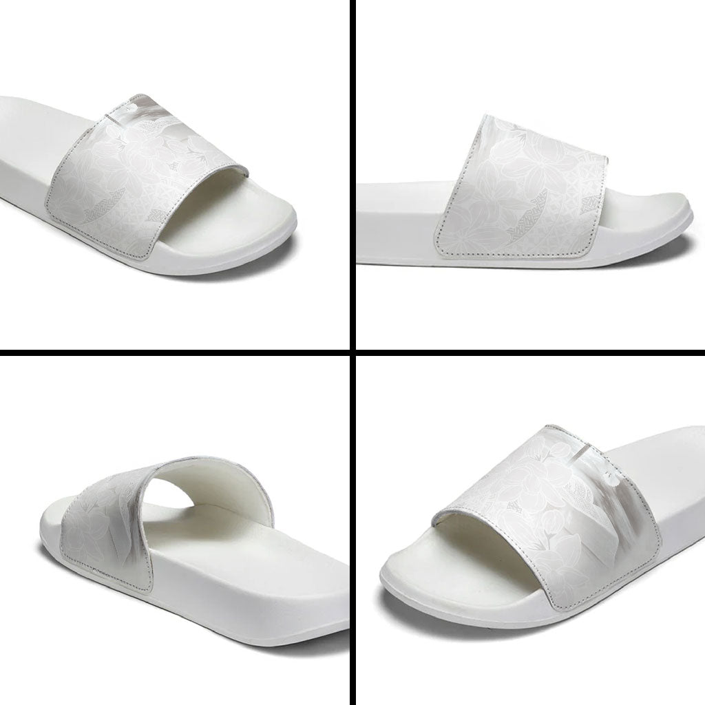Niue White Sunday Tapu Fanau Slide Sandals Fiti Pua Mix Hiapo Tapa