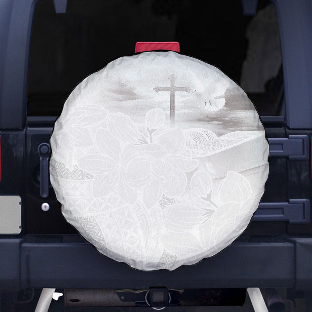 Niue White Sunday Tapu Fanau Spare Tire Cover Fiti Pua Mix Hiapo Tapa
