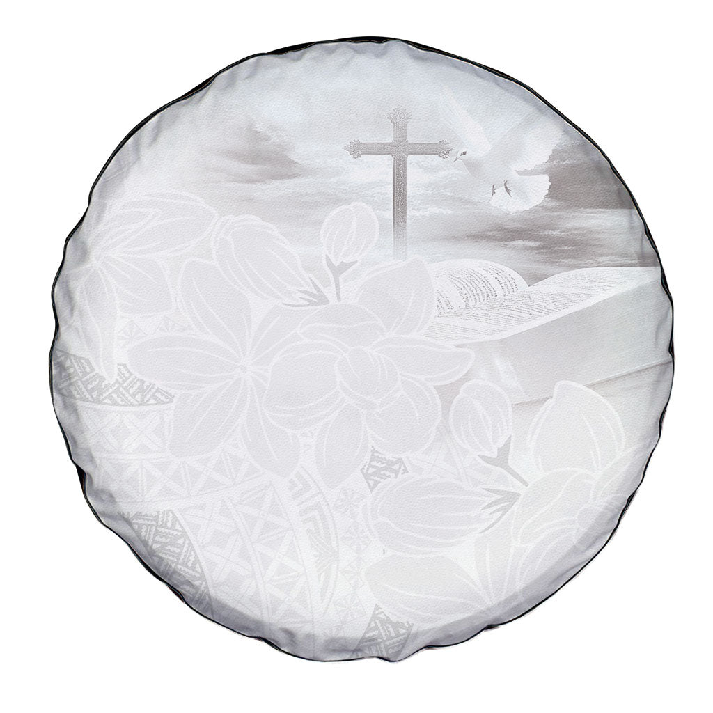 Niue White Sunday Tapu Fanau Spare Tire Cover Fiti Pua Mix Hiapo Tapa