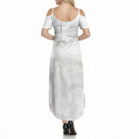 Niue White Sunday Tapu Fanau Summer Maxi Dress Fiti Pua Mix Hiapo Tapa