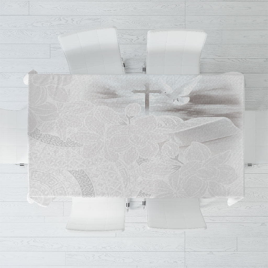 Niue White Sunday Tapu Fanau Tablecloth Fiti Pua Mix Hiapo Tapa