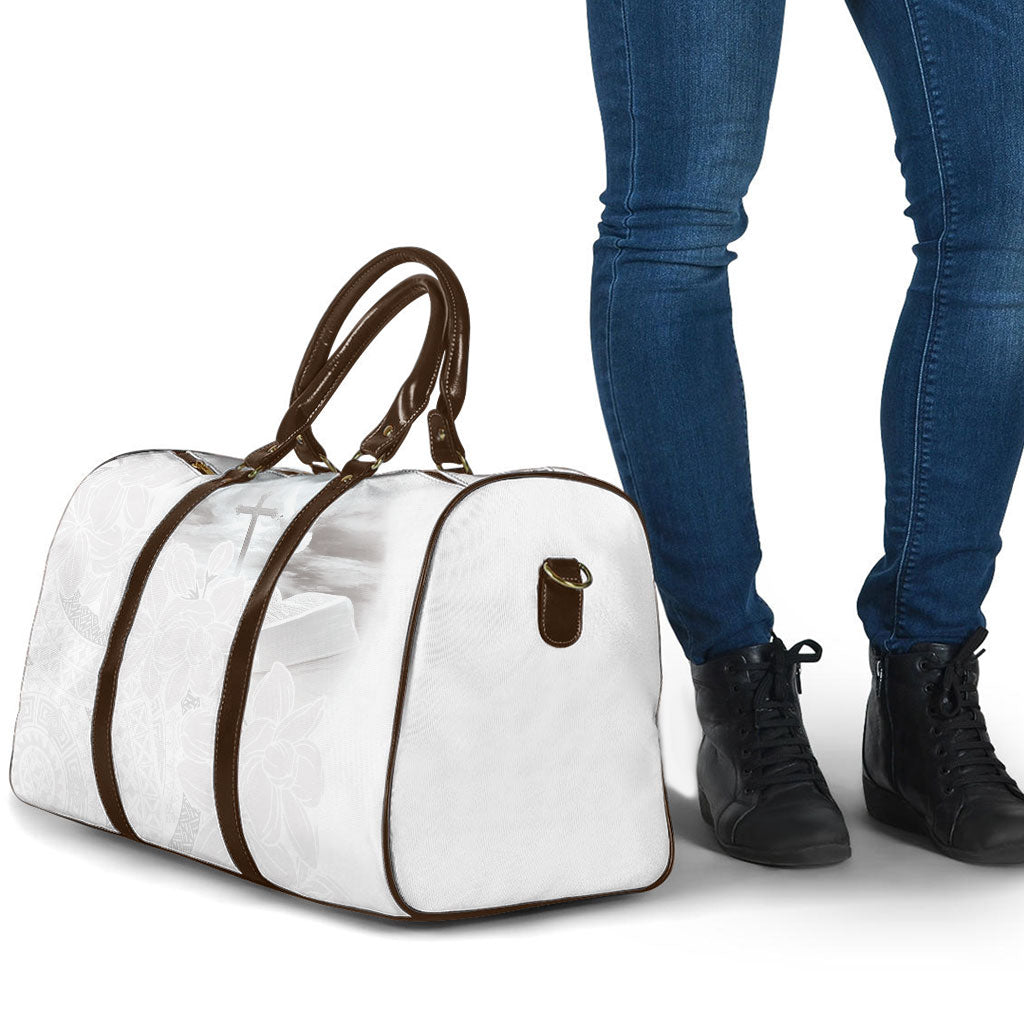 Niue White Sunday Tapu Fanau Travel Bag Fiti Pua Mix Hiapo Tapa