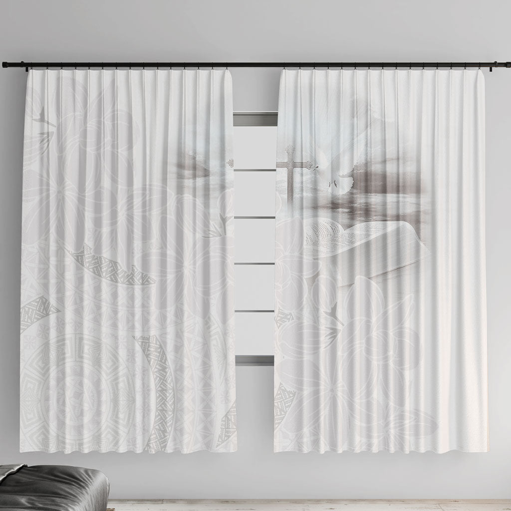 Niue White Sunday Tapu Fanau Window Curtain Fiti Pua Mix Hiapo Tapa