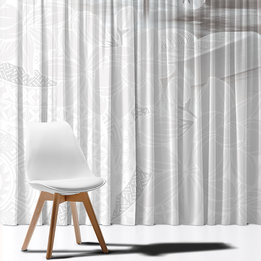 Niue White Sunday Tapu Fanau Window Curtain Fiti Pua Mix Hiapo Tapa
