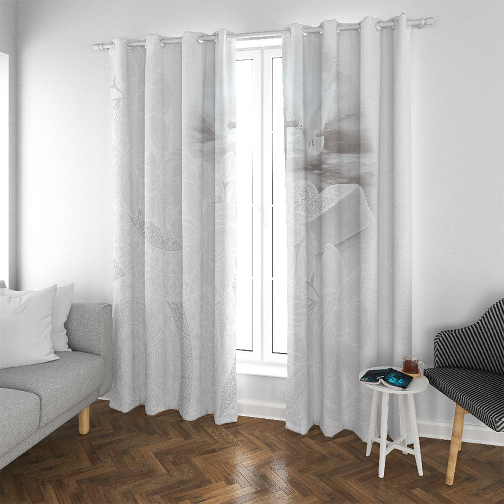 Niue White Sunday Tapu Fanau Window Curtain Fiti Pua Mix Hiapo Tapa