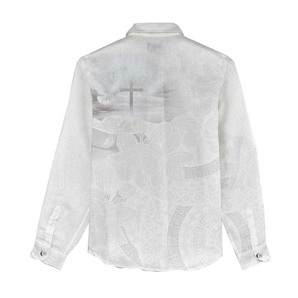 Niue White Sunday Tapu Fanau Women Casual Shirt Fiti Pua Mix Hiapo Tapa