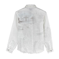 Niue White Sunday Tapu Fanau Women Casual Shirt Fiti Pua Mix Hiapo Tapa