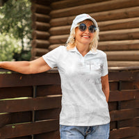 Niue White Sunday Tapu Fanau Women Polo Shirt Fiti Pua Mix Hiapo Tapa