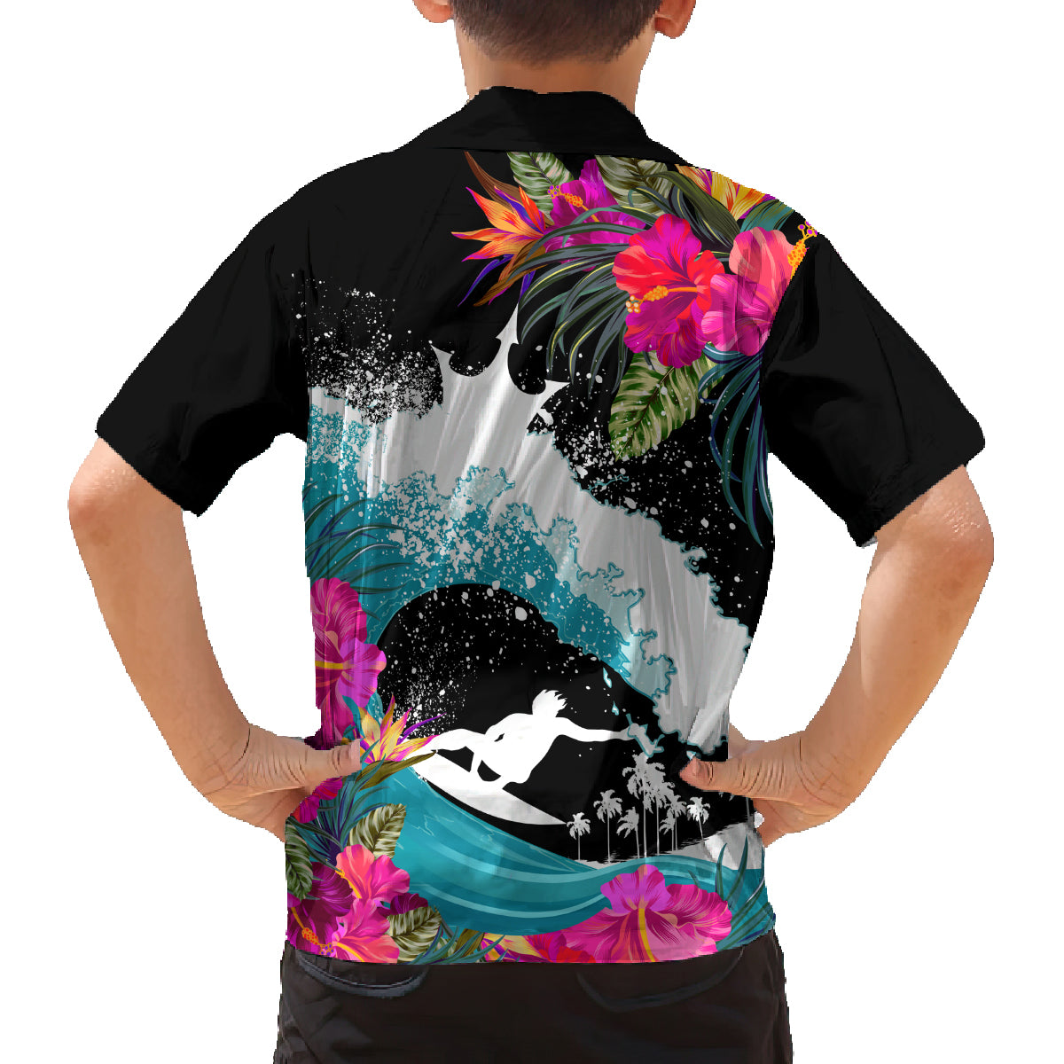 Hawaii Surfing Family Matching Puletasi Dress and Hawaiian Shirt Triple Crown Rides The Waves LT7 - Polynesian Pride