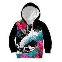 Hawaii Surfing Kid Hoodie Triple Crown Rides The Waves LT7 Black - Polynesian Pride