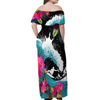 Hawaii Surfing Off Shoulder Maxi Dress Triple Crown Rides The Waves LT7 - Polynesian Pride