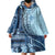 Samoa Siapo Mamanu Wearable Blanket Hoodie Plumeria Navy Blue Motifs