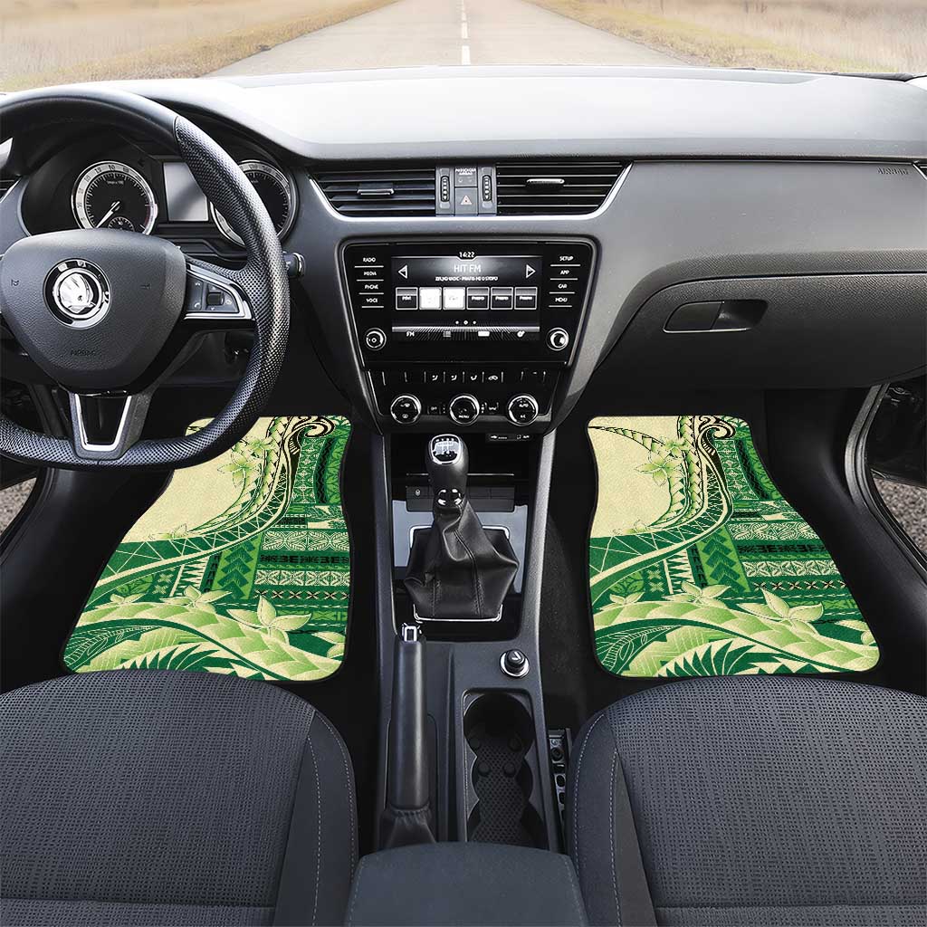 Samoa Siapo Mamanu Car Mats Plumeria Emerald Motifs