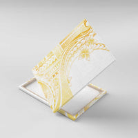 Samoa Siapo Mamanu Canvas Wall Art Plumeria Fancy Gold Motifs