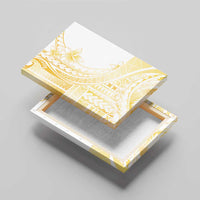 Samoa Siapo Mamanu Canvas Wall Art Plumeria Fancy Gold Motifs