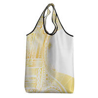Samoa Siapo Mamanu Grocery Bag Plumeria Fancy Gold Motifs