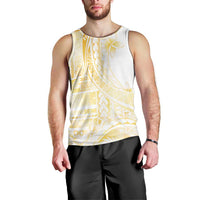 Samoa Siapo Mamanu Men Tank Top Plumeria Fancy Gold Motifs