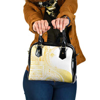 Samoa Siapo Mamanu Shoulder Handbag Plumeria Fancy Gold Motifs LT7 One Size Gold - Polynesian Pride