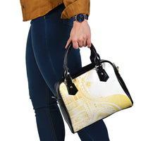 Samoa Siapo Mamanu Shoulder Handbag Plumeria Fancy Gold Motifs LT7 - Polynesian Pride