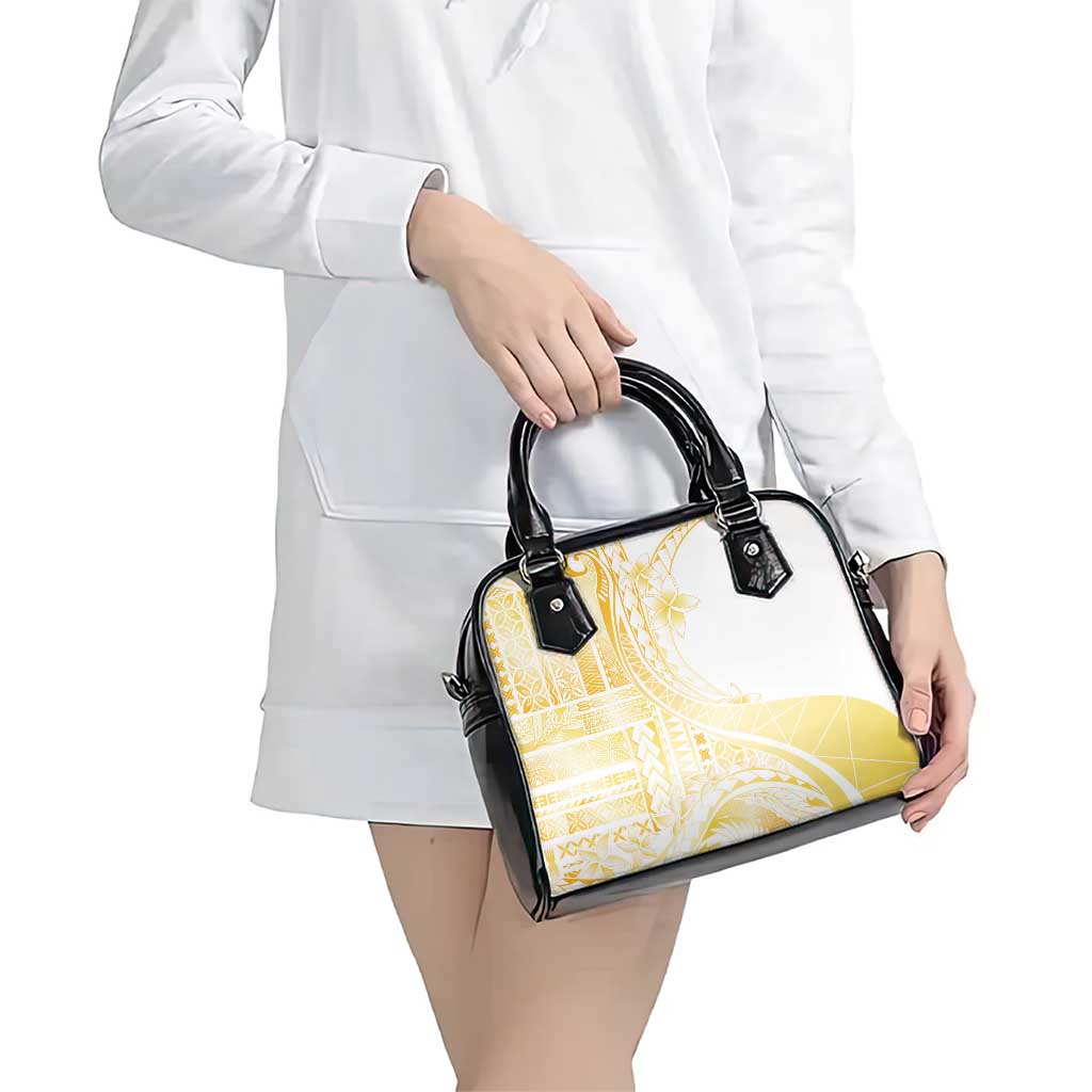 Samoa Siapo Mamanu Shoulder Handbag Plumeria Fancy Gold Motifs LT7 - Polynesian Pride