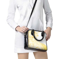 Samoa Siapo Mamanu Shoulder Handbag Plumeria Fancy Gold Motifs LT7 - Polynesian Pride