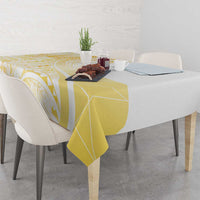 Samoa Siapo Mamanu Tablecloth Plumeria Fancy Gold Motifs