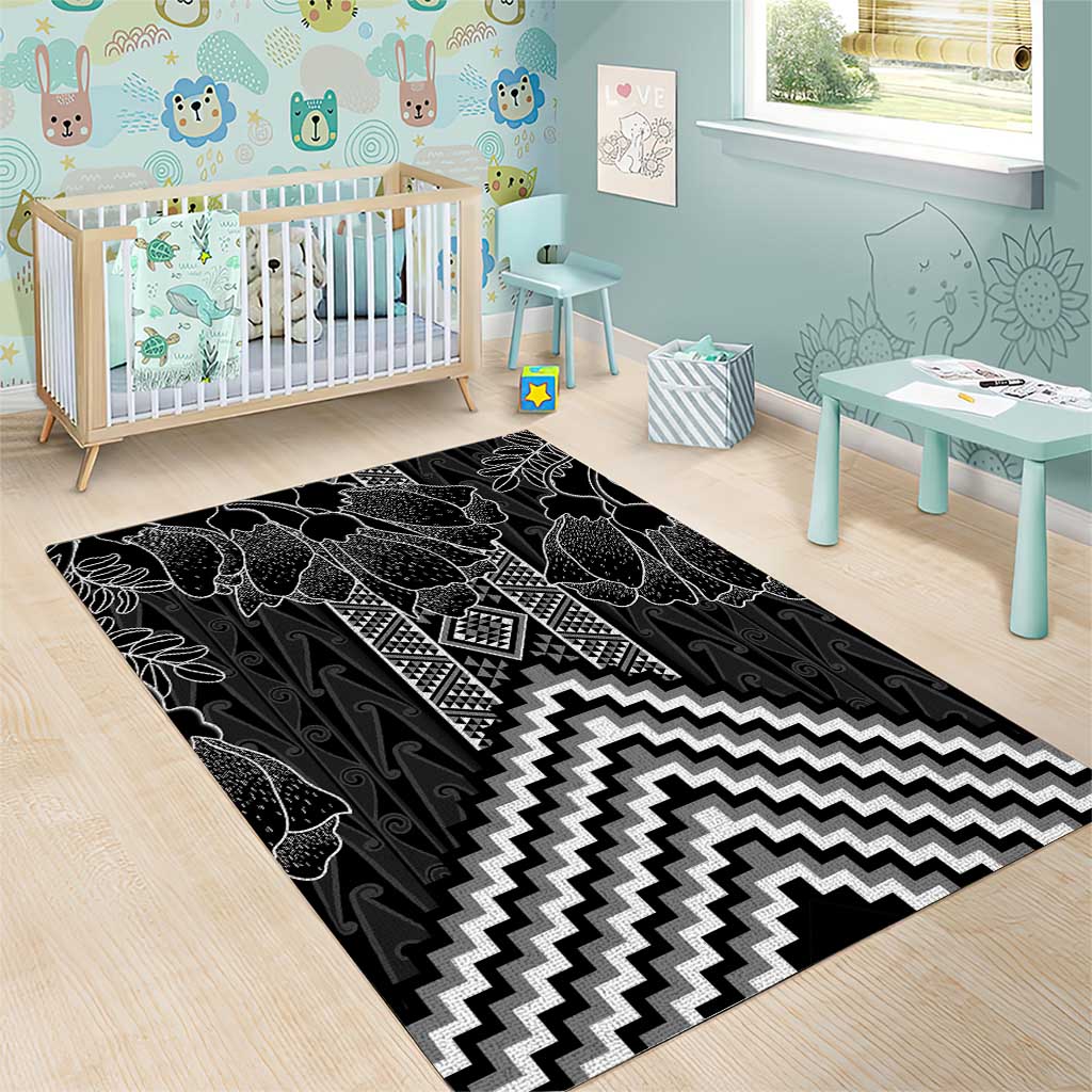 Aotearoa Taniko Pattern Area Rug Poutama Mix Kowhai Flowers