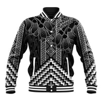 Aotearoa Taniko Pattern Baseball Jacket Poutama Mix Kowhai Flowers