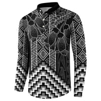 Aotearoa Taniko Pattern Button Sweatshirt Poutama Mix Kowhai Flowers LT7 - Polynesian Pride