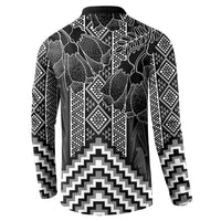 Aotearoa Taniko Pattern Button Sweatshirt Poutama Mix Kowhai Flowers LT7 - Polynesian Pride
