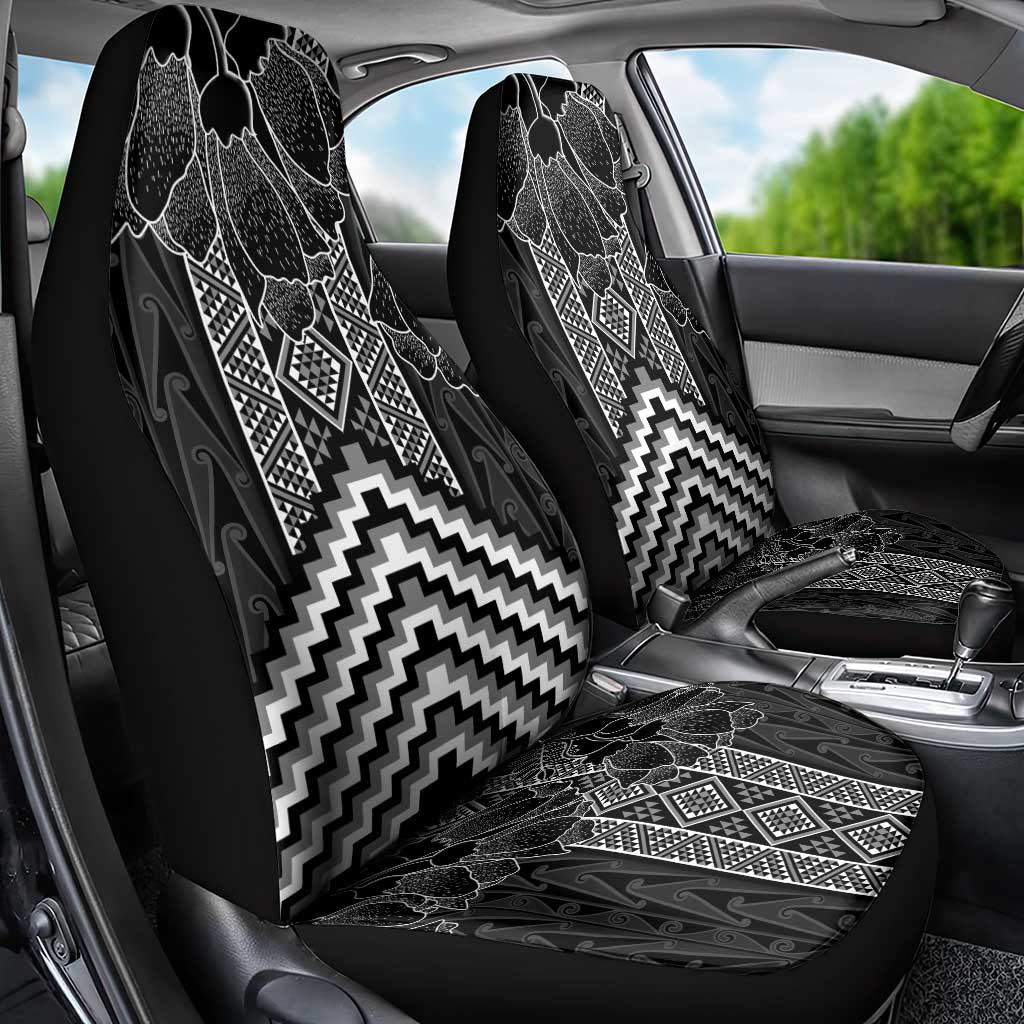 Aotearoa Taniko Pattern Car Seat Cover Poutama Mix Kowhai Flowers